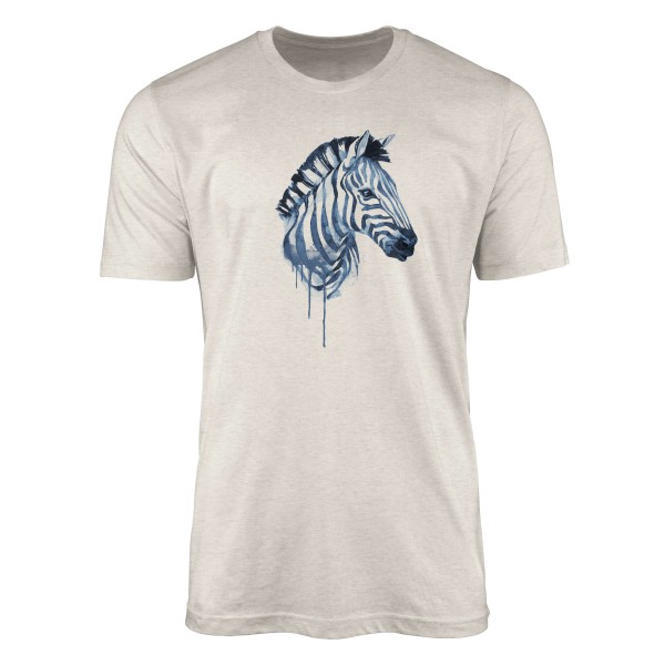 Paul Sinus Art Herren Shirt 100% gekämmte Bio-Baumwolle T-Shirt Aquarell Zebra Motiv Nachhaltig Ökomode aus erneue