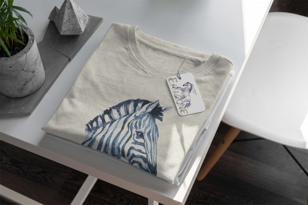Paul Sinus Art Herren Shirt 100% gekämmte Bio-Baumwolle T-Shirt Aquarell Zebra Motiv Nachhaltig Ökomode aus erneue Cyber Monday