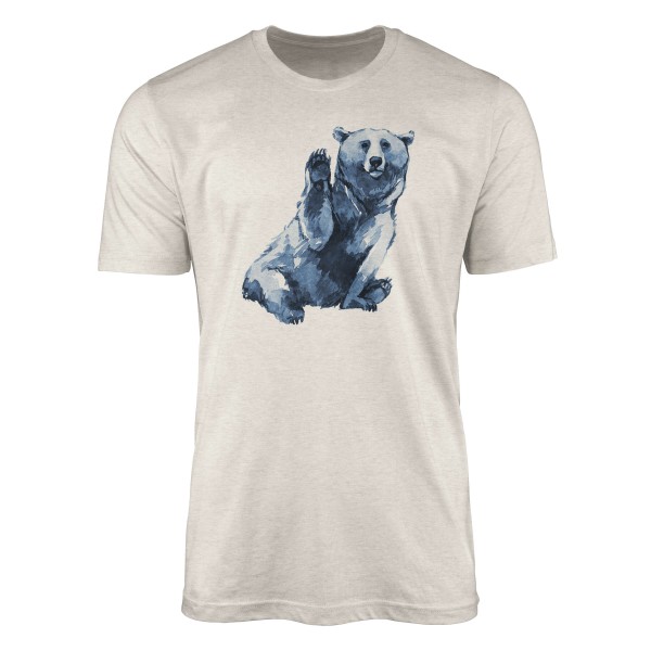 Paul Sinus Art Herren Shirt 100% gekämmte Bio-Baumwolle T-Shirt Aquarell Bär Motiv Nachhaltig Ökomode aus erneuerb