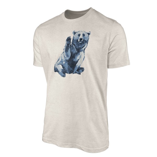 Paul Sinus Art Herren Shirt 100% gekämmte Bio-Baumwolle T-Shirt Aquarell Bär Motiv Nachhaltig Ökomode aus erneuerb Weihnachtsangebot