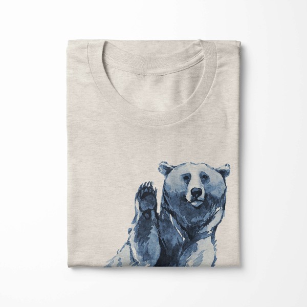Paul Sinus Art Herren Shirt 100% gekämmte Bio-Baumwolle T-Shirt Aquarell Bär Motiv Nachhaltig Ökomode aus erneuerb Weihnachtsangebot