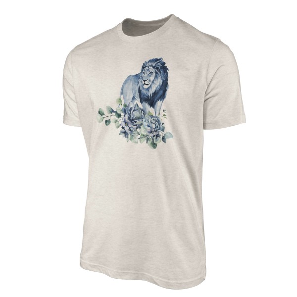 Paul Sinus Art Herren Shirt 100% gekämmte Bio-Baumwolle T-Shirt Aquarell Löwe Blumen Afrika Motiv Nachhaltig Ökomo Osterangebot
