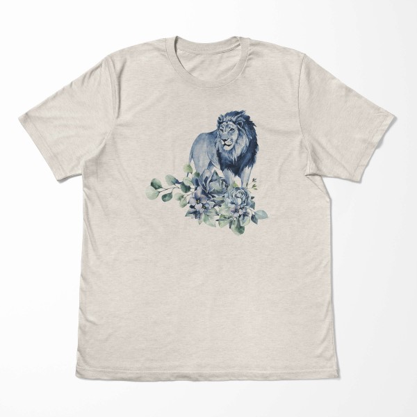 Paul Sinus Art Herren Shirt 100% gekämmte Bio-Baumwolle T-Shirt Aquarell Löwe Blumen Afrika Motiv Nachhaltig Ökomo Osterangebot