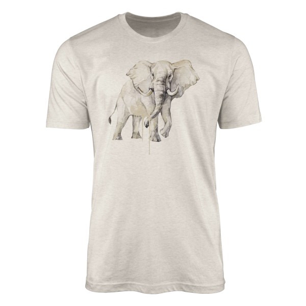 Paul Sinus Art Herren Shirt 100% gekämmte Bio-Baumwolle T-Shirt Aquarell Elefant Motiv Nachhaltig Ökomode aus erne
