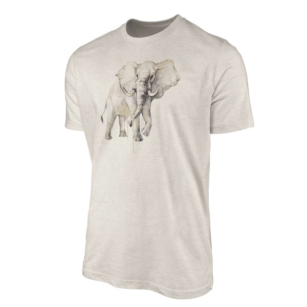 Paul Sinus Art Herren Shirt 100% gekämmte Bio-Baumwolle T-Shirt Aquarell Elefant Motiv Nachhaltig Ökomode aus erne Muttertagsangebot