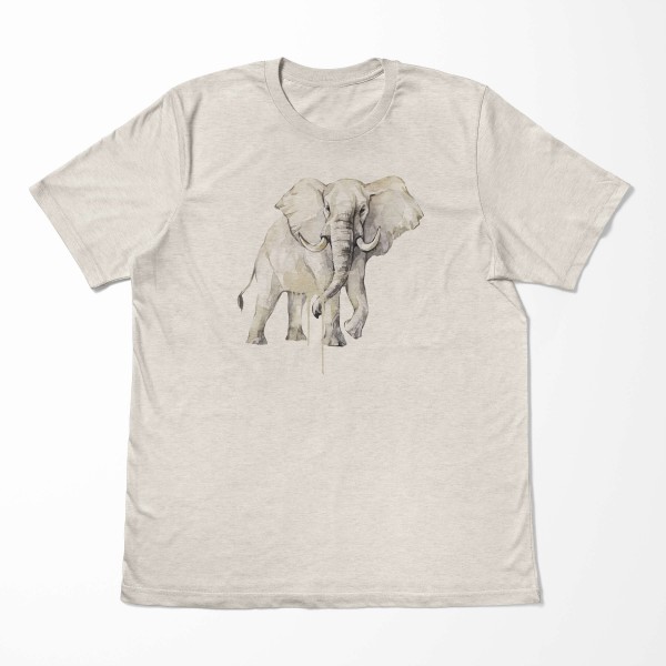 Paul Sinus Art Herren Shirt 100% gekämmte Bio-Baumwolle T-Shirt Aquarell Elefant Motiv Nachhaltig Ökomode aus erne Muttertagsangebot