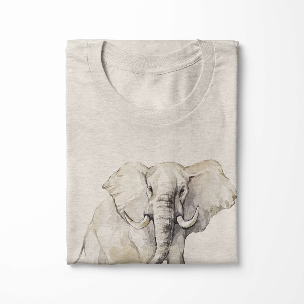Paul Sinus Art Herren Shirt 100% gekämmte Bio-Baumwolle T-Shirt Aquarell Elefant Motiv Nachhaltig Ökomode aus erne Muttertagsangebot