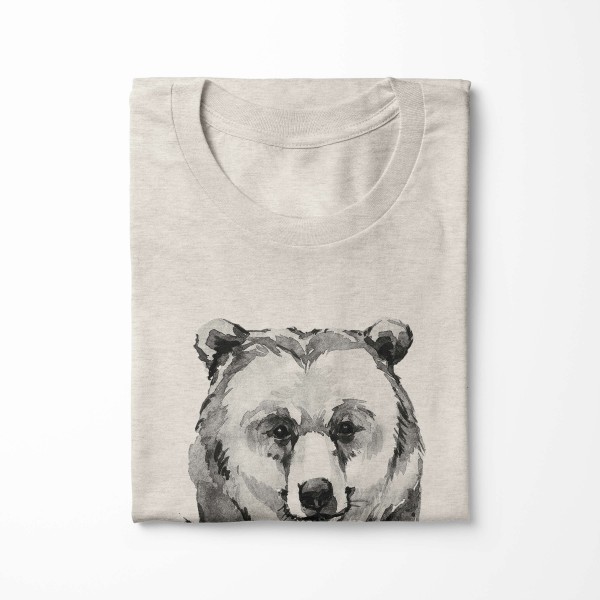 Paul Sinus Art Herren Shirt 100% gekämmte Bio-Baumwolle T-Shirt Aquarell Porträt Bär Motiv Nachhaltig Ökomode aus Jubiläumsangebot