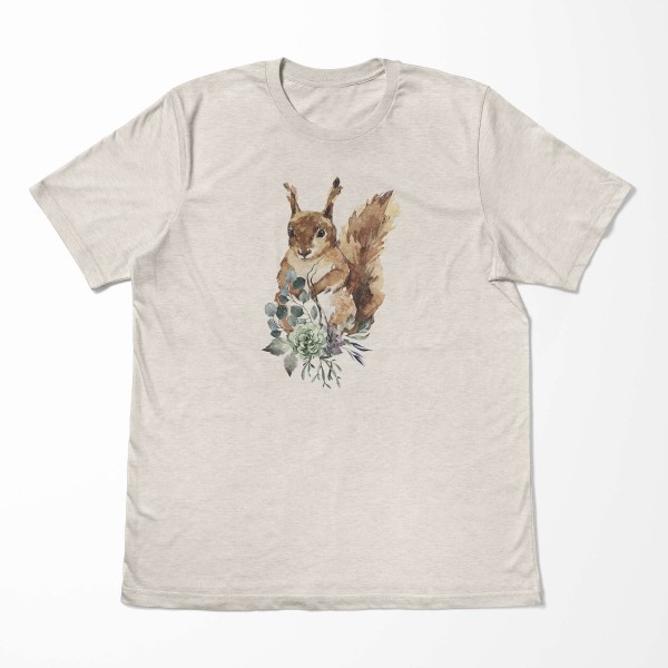 Paul Sinus Art Herren Shirt 100% gekämmte Bio-Baumwolle T-Shirt Aquarell Eichhörnchen Motiv Nachhaltig Ökomode aus Online Outlet