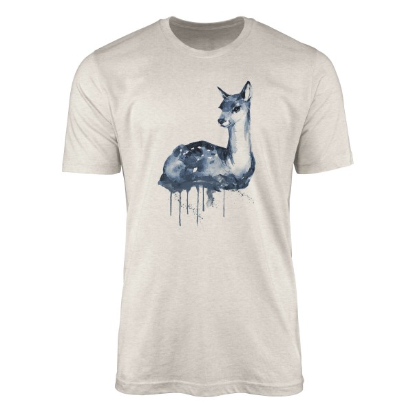 Paul Sinus Art Herren Shirt 100% gekämmte Bio-Baumwolle T-Shirt Aquarell Reh Motiv Nachhaltig Ökomode aus erneuerb