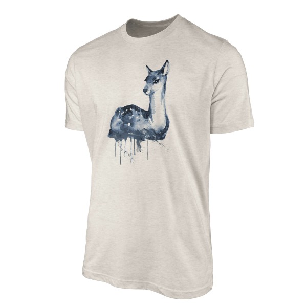 Paul Sinus Art Herren Shirt 100% gekämmte Bio-Baumwolle T-Shirt Aquarell Reh Motiv Nachhaltig Ökomode aus erneuerb Zeitlich begrenztes Angebot