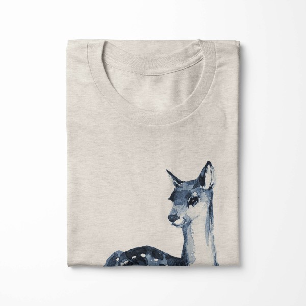 Paul Sinus Art Herren Shirt 100% gekämmte Bio-Baumwolle T-Shirt Aquarell Reh Motiv Nachhaltig Ökomode aus erneuerb Zeitlich begrenztes Angebot