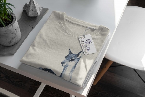 Paul Sinus Art Herren Shirt 100% gekämmte Bio-Baumwolle T-Shirt Aquarell Reh Motiv Nachhaltig Ökomode aus erneuerb Zeitlich begrenztes Angebot