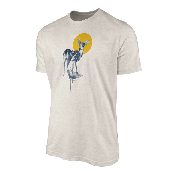 Paul Sinus Art Herren Shirt 100% gekämmte Bio-Baumwolle T-Shirt Aquarell Reh Motiv Nachhaltig Ökomode aus erneuerb Blitzangebot