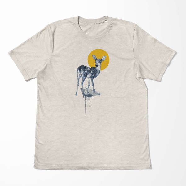 Paul Sinus Art Herren Shirt 100% gekämmte Bio-Baumwolle T-Shirt Aquarell Reh Motiv Nachhaltig Ökomode aus erneuerb Blitzangebot