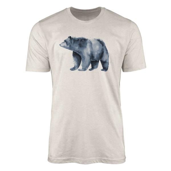 Paul Sinus Art Herren Shirt 100% gekämmte Bio-Baumwolle T-Shirt Aquarell Bär Motiv Nachhaltig Ökomode aus erneuerb
