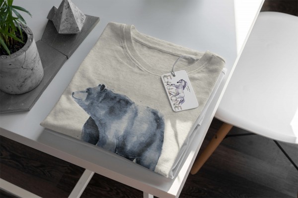 Paul Sinus Art Herren Shirt 100% gekämmte Bio-Baumwolle T-Shirt Aquarell Bär Motiv Nachhaltig Ökomode aus erneuerb Bestseller