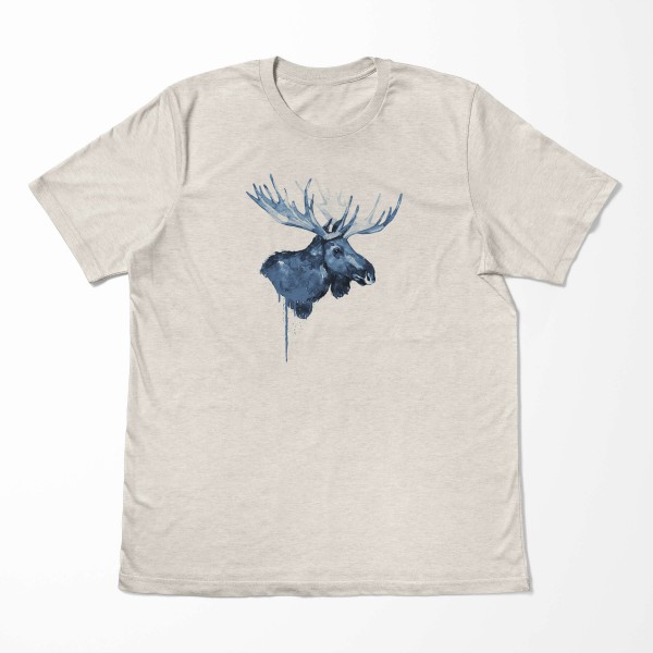Paul Sinus Art Herren Shirt 100% gekämmte Bio-Baumwolle T-Shirt Aquarell Elch Motiv Nachhaltig Ökomode aus erneuer Kauf eins, bekomm eins gratis