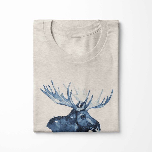 Paul Sinus Art Herren Shirt 100% gekämmte Bio-Baumwolle T-Shirt Aquarell Elch Motiv Nachhaltig Ökomode aus erneuer Kauf eins, bekomm eins gratis