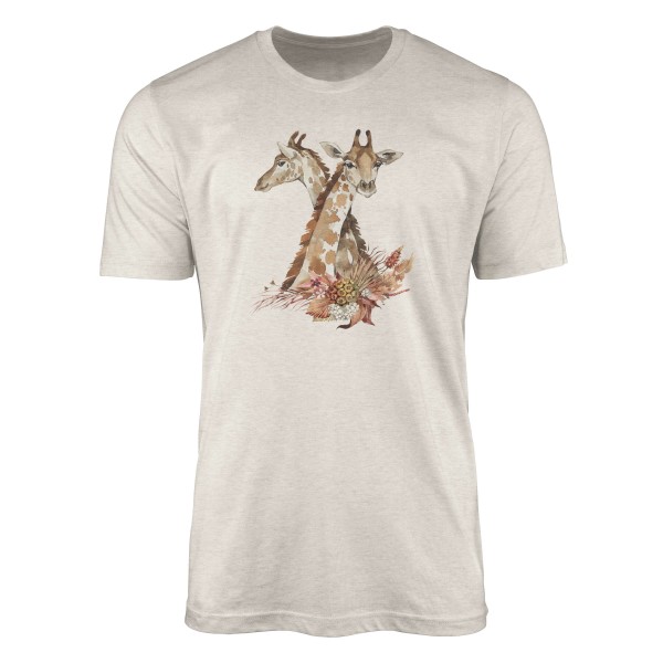 Paul Sinus Art Herren Shirt 100% gekämmte Bio-Baumwolle T-Shirt Aquarell Giraffen Motiv Nachhaltig Ökomode aus ern