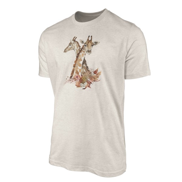 Paul Sinus Art Herren Shirt 100% gekämmte Bio-Baumwolle T-Shirt Aquarell Giraffen Motiv Nachhaltig Ökomode aus ern Tägliche Deals