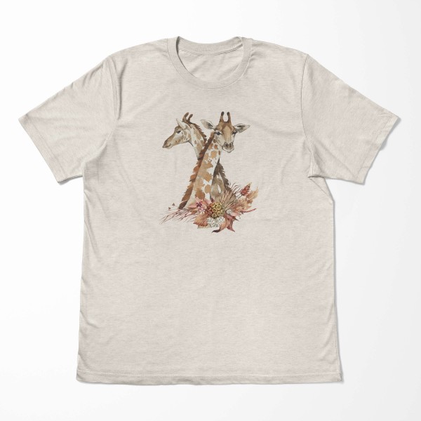 Paul Sinus Art Herren Shirt 100% gekämmte Bio-Baumwolle T-Shirt Aquarell Giraffen Motiv Nachhaltig Ökomode aus ern Tägliche Deals