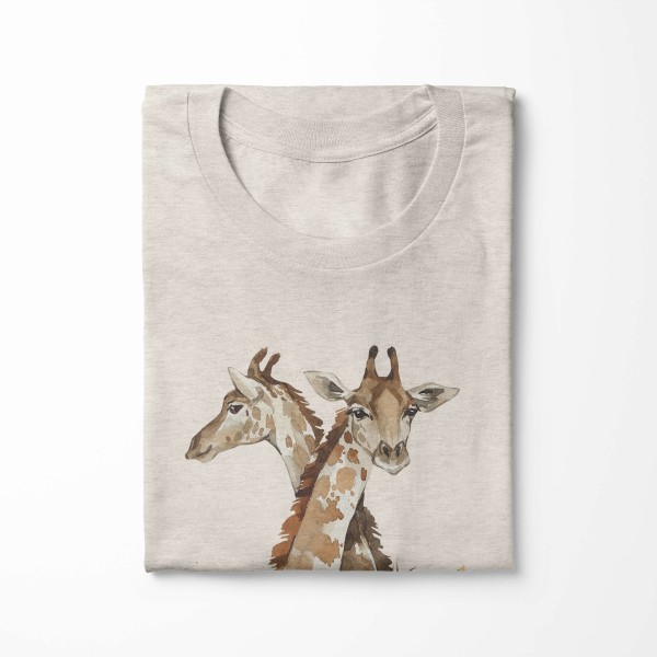 Paul Sinus Art Herren Shirt 100% gekämmte Bio-Baumwolle T-Shirt Aquarell Giraffen Motiv Nachhaltig Ökomode aus ern Tägliche Deals
