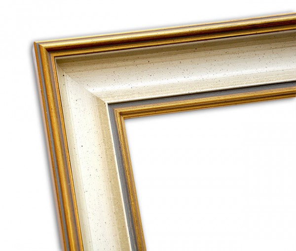 Paul Sinus Art Klassisch Italienischer Echtholzrahmen in Beige und Altgold