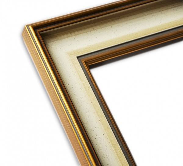 Paul Sinus Art Klassisch Italienischer Echtholzrahmen in Beige und Altgold Begrenzte Freigabe