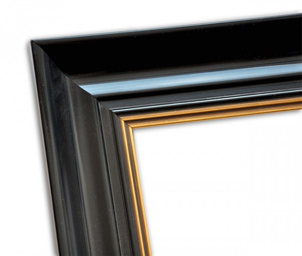 Paul Sinus Art Elegant Klassischer Echtholzrahmen glänzend Schwarz und mit Gold patiniert