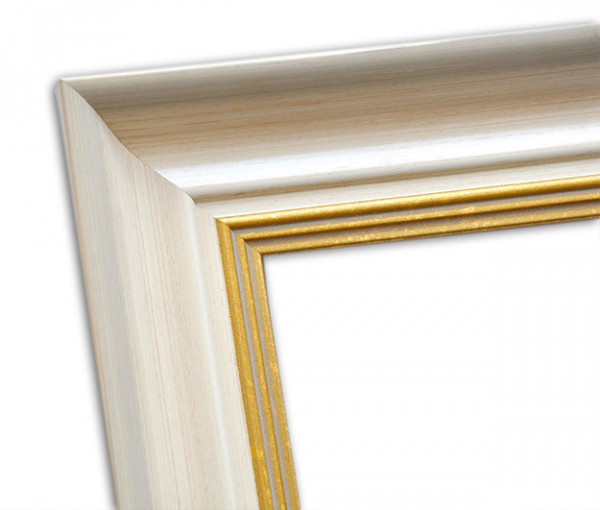 Paul Sinus Art Elegant Klassischer Echtholzrahmen Beige und mit Gold patiniert