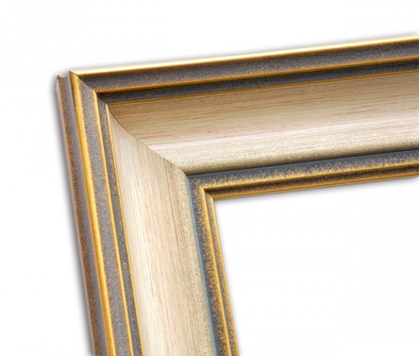 Paul Sinus Art Antiker in Beige Altgold und Grau abgesetzter Echtholzrahmen