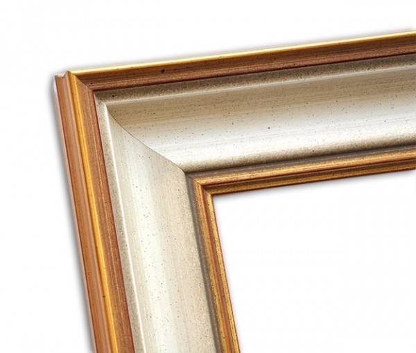 Paul Sinus Art Antiker in Beige und Altgold patinierter Echtholzrahmen