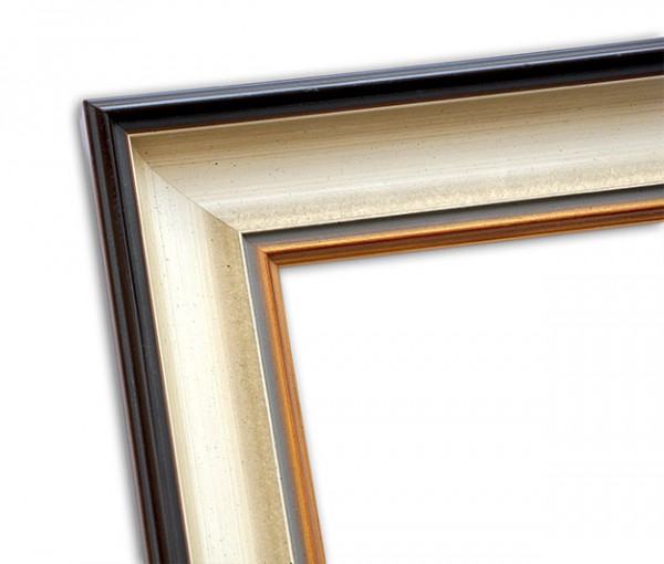 Paul Sinus Art Klassisch Italienischer Echtholzrahmen in Beige Braun Gold
