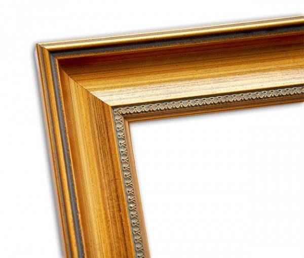 Paul Sinus Art Italienischer Echtholzrahmen in Altgold patiniert mit strukturierter Innenkante