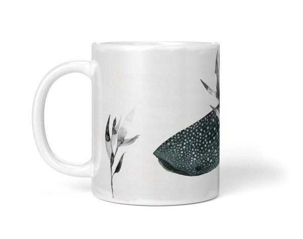 Paul Sinus Art Dekorative Tasse mit schönem Motiv Walhai Pflanzen Wasserfarben Kunstvoll Schwarz Super Rabatt