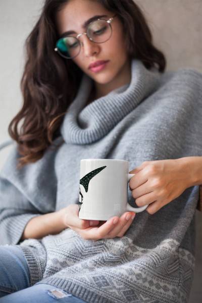 Paul Sinus Art Dekorative Tasse mit schönem Motiv Walhai Pflanzen Wasserfarben Kunstvoll Schwarz Super Rabatt