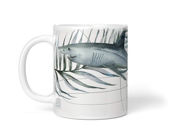 Paul Sinus Art Dekorative Tasse mit schönem Motiv graue Haie Pflanzen unter Wasser Aquarell Design 50% Rabatt mit kostenlosem Versand