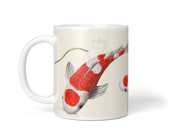 Paul Sinus Art Dekorative Tasse mit schönem Motiv Pastelltöne Koi Karpfen Wunderschön Kunstvoll Blumen Clearance-Verkauf