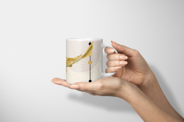 Paul Sinus Art Dekorative Tasse mit schönem Motiv goldener Koi schönem Design Blüten Wasserfarben Speichern exportieren