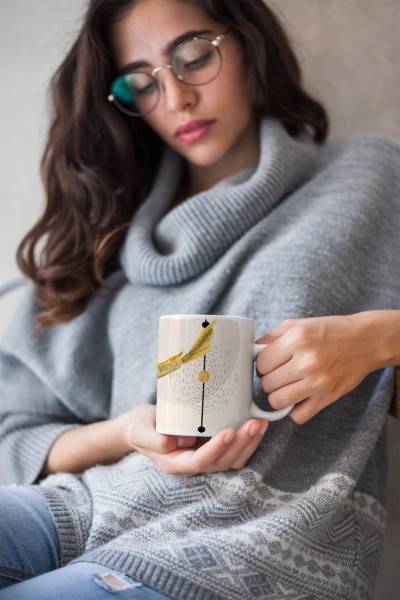 Paul Sinus Art Dekorative Tasse mit schönem Motiv goldener Koi schönem Design Blüten Wasserfarben Speichern exportieren