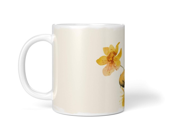 Paul Sinus Art Dekorative Tasse mit schönem Motiv goldener Koi Blumen Blüten Kunstvoll Wasserfarben Black Friday Preise