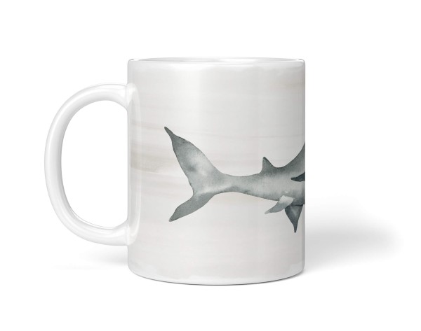 Paul Sinus Art Dekorative Tasse mit schönem Motiv Hammerhai Wasserfarben Aquarell Beige Pastellton zollfrei