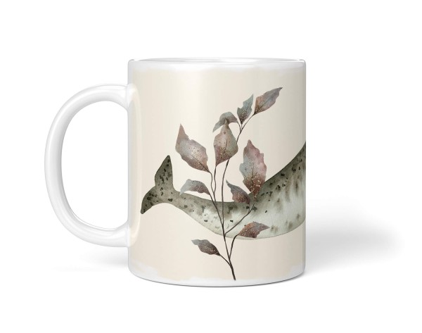 Paul Sinus Art Dekorative Tasse mit schönem Motiv Narwal Vintage Wasserfarben Beige Pastellton Kunstvoll Online