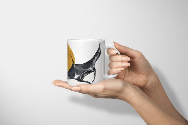 Paul Sinus Art Dekorative Tasse mit schönem Motiv schwarze Riesenrochen Rochen Manta schönem Design Gold Outlet