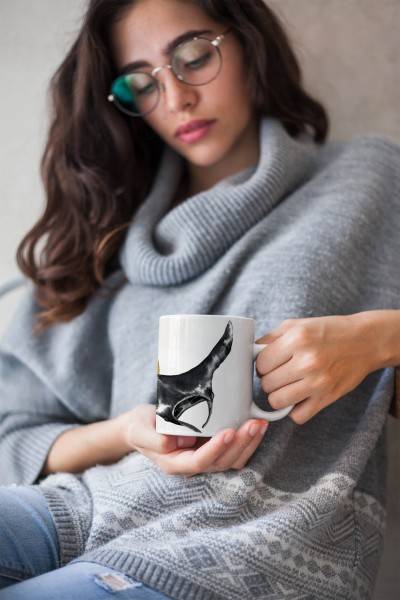 Paul Sinus Art Dekorative Tasse mit schönem Motiv schwarze Riesenrochen Rochen Manta schönem Design Gold Outlet