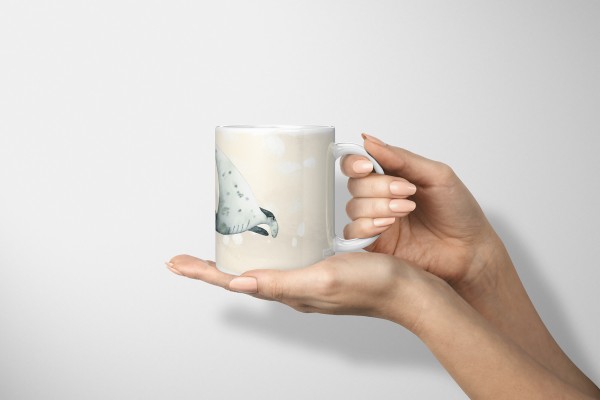Paul Sinus Art Dekorative Tasse mit schönem Motiv Rochen Riesenrochen Manta einzigartiges Design Pastellton Blume Auslauf
