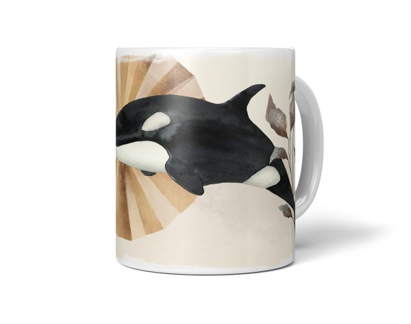 Paul Sinus Art Dekorative Tasse mit schönem Motiv Orca Schwertwal Killerwal Kunstvoll Vintage Pastellton