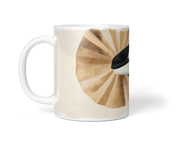 Paul Sinus Art Dekorative Tasse mit schönem Motiv Orca Schwertwal Killerwal Kunstvoll Vintage Pastellton Verkauf