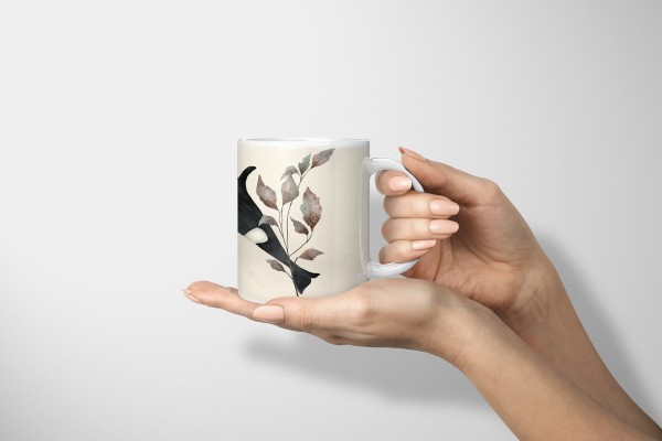 Paul Sinus Art Dekorative Tasse mit schönem Motiv Orca Schwertwal Killerwal Kunstvoll Vintage Pastellton Verkauf